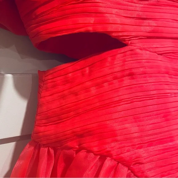 Aje Joan Dress Size 8 Pink Organza Rouched Puff Sleeve Mini - Picture 7 of 12